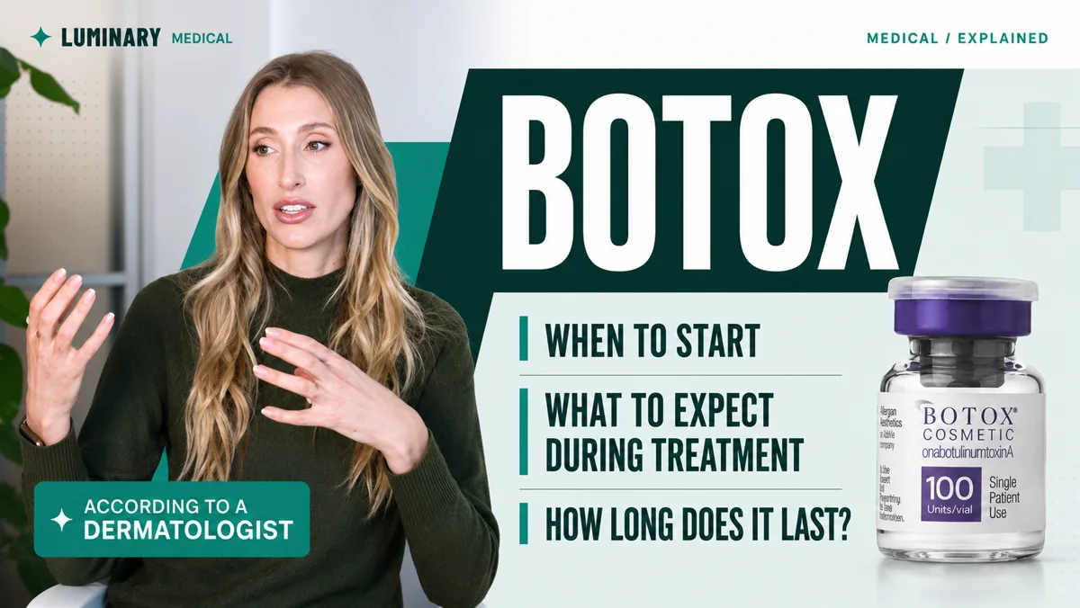 Botox video cover with a dermatologist and treatment topics