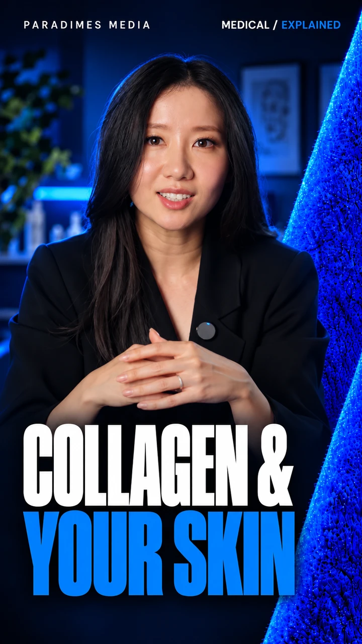 Cosmetic doctor explaining collagen production and skin